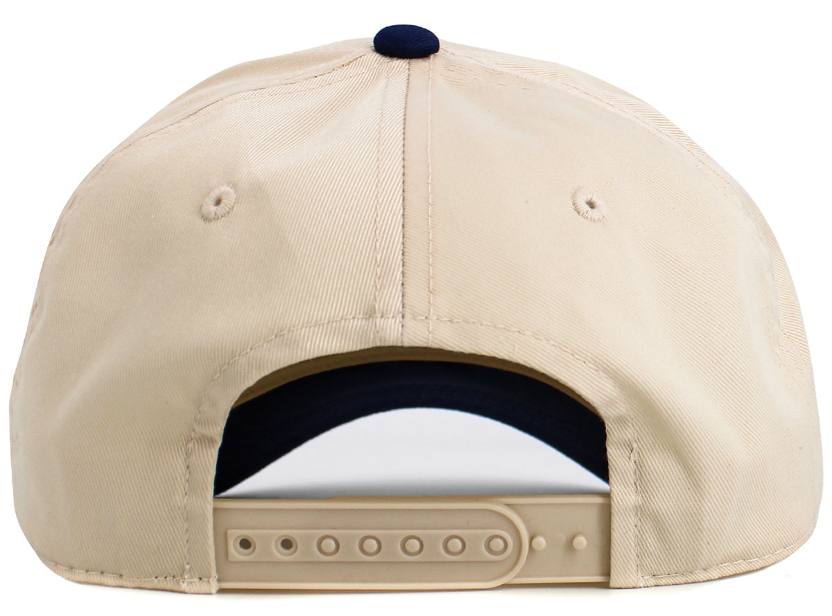 Natural Navy Blue Two Tone Baseball 5 Panel Cap Back View